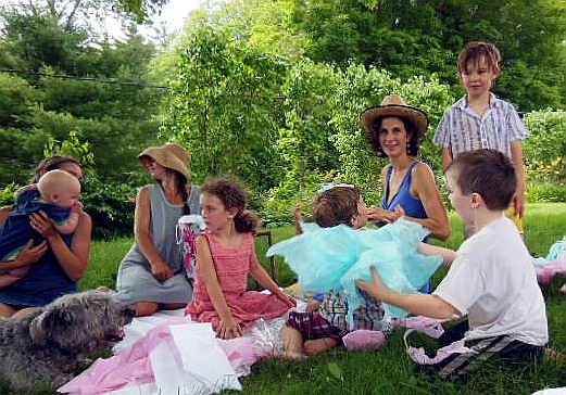 women and children in summer attire
